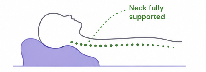 Diagram: ComfyNecks fills the gap so the neck stays fully supported